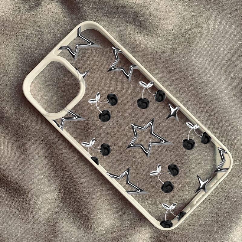 Cartoon Stylish Silver Five Star Print Phone Case for IPhone 16 15 14 13 12 11 Pro Max X XR XS 16e 7 8 Plus Mini Y2k Girl Cover