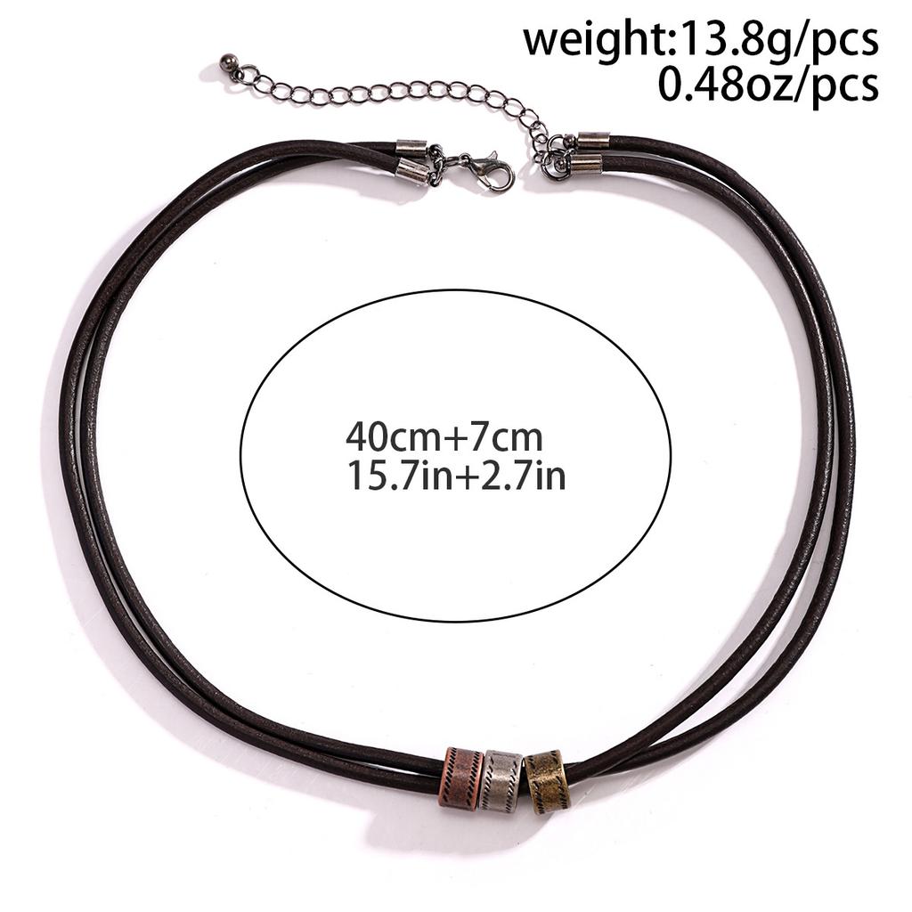 Minimalist Leather Knot Round Necklace for Men Hip Hop Niche High-end Beaded Collarbone Chain Accessory for Men