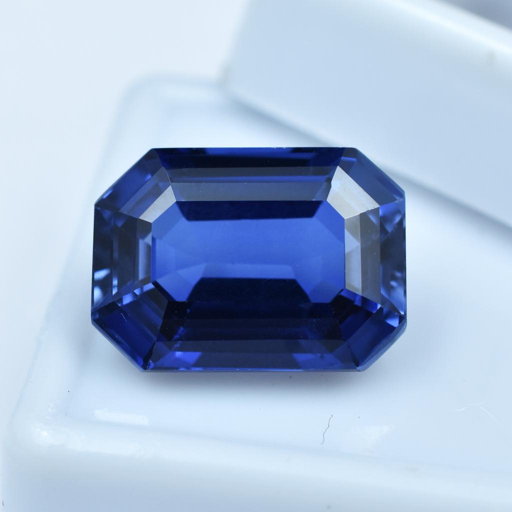 Natural Blue Tanzanite Loose Gemstone Dark 12.90 Ct Emerald Cut for Jewelry Making and Crafts