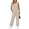 Women's Loose Fit Two Piece Outfit Sleeveless V Neck Tank Top Drawstring Waist Wide Leg Pants Tracksuit