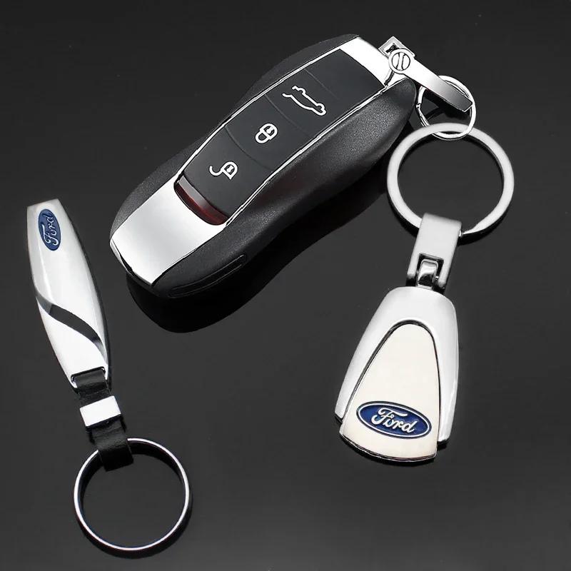 AAAML1 3D Metal/Leather Car Keychain Key Chain Ring Key Holder For Ford Focus 2 3 MK2 MK3 Fiesta Ranger Mondeo Ecosport Kuga Accessorie