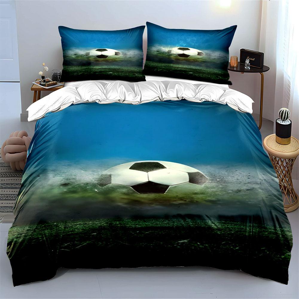 Soccer Ball On Grass. Bedding Sets Duvet Cover Sets Duvet Covers Pillowcases(1 * Duvet Cover 2 * Pillowcases Without Duvet Insert)
