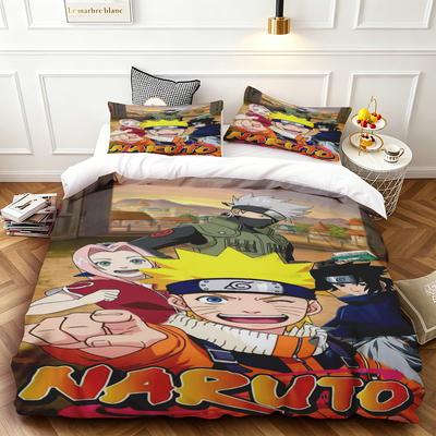 3pcs Anime Duvet Cover Set Naruto Quilt Cover Bedding Set Soft and Comfortable for Bedroom Dormitory Gifts