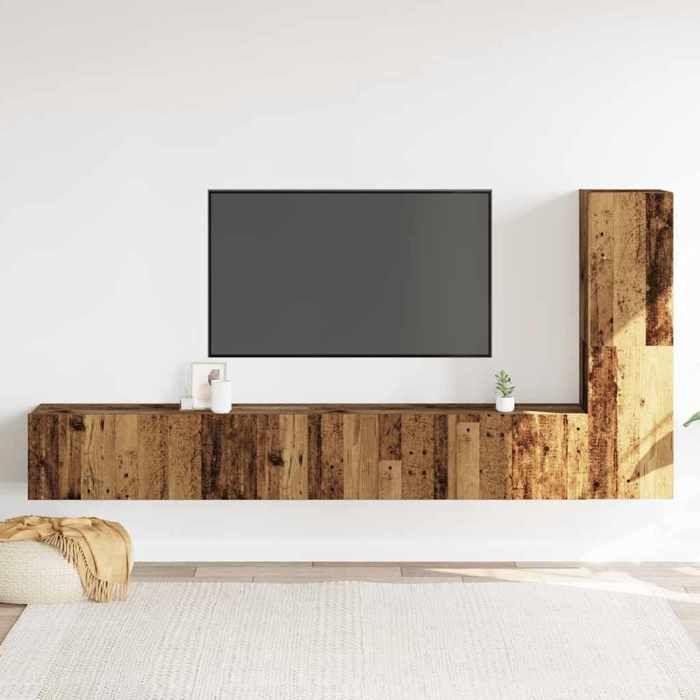 VidaXL Wall-mounted TV Furniture 3 Pcs Old Wood Engineered Wood, TV Bench, Hifi Cabinet, Entertainment Center, TV Buffet, 3328983
