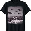 Alien UFO Cat Meme T-Shirt for Men Women Kids