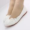 Women's White Pointed Toe Flat Wedding Shoes with Rubber Sole