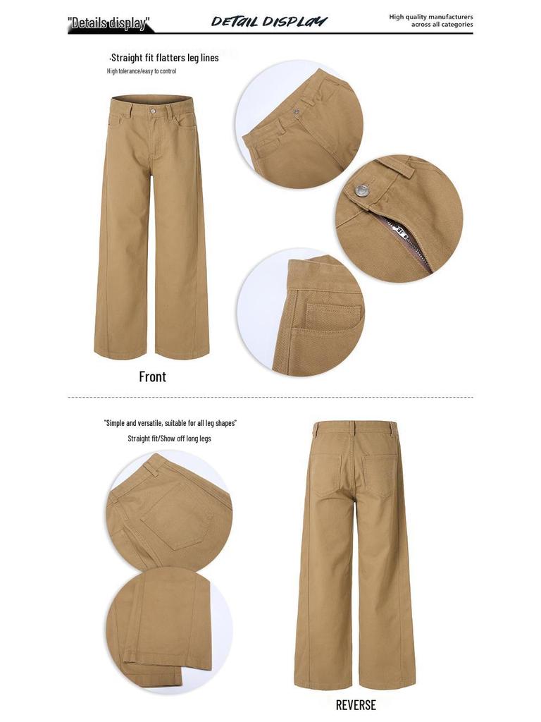 LKTM American Retro Unisex Reine Baumwolle A-Linien Freizeithose - High-End Cleanfit Bodenlang