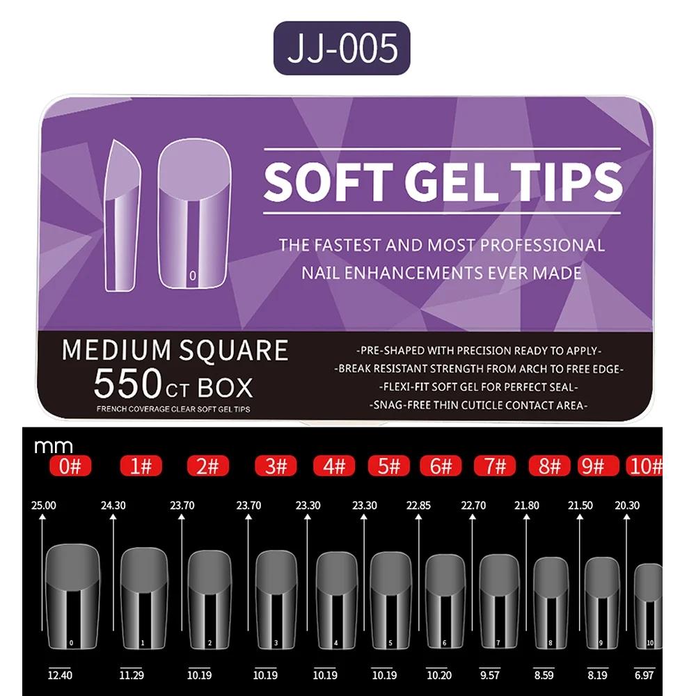 550Piece Medium and Short Soft Gel Nail Tips Medium Apricot/Coffin Head Full Coverage Matte Extension Tool Acrylic Press-On Nail