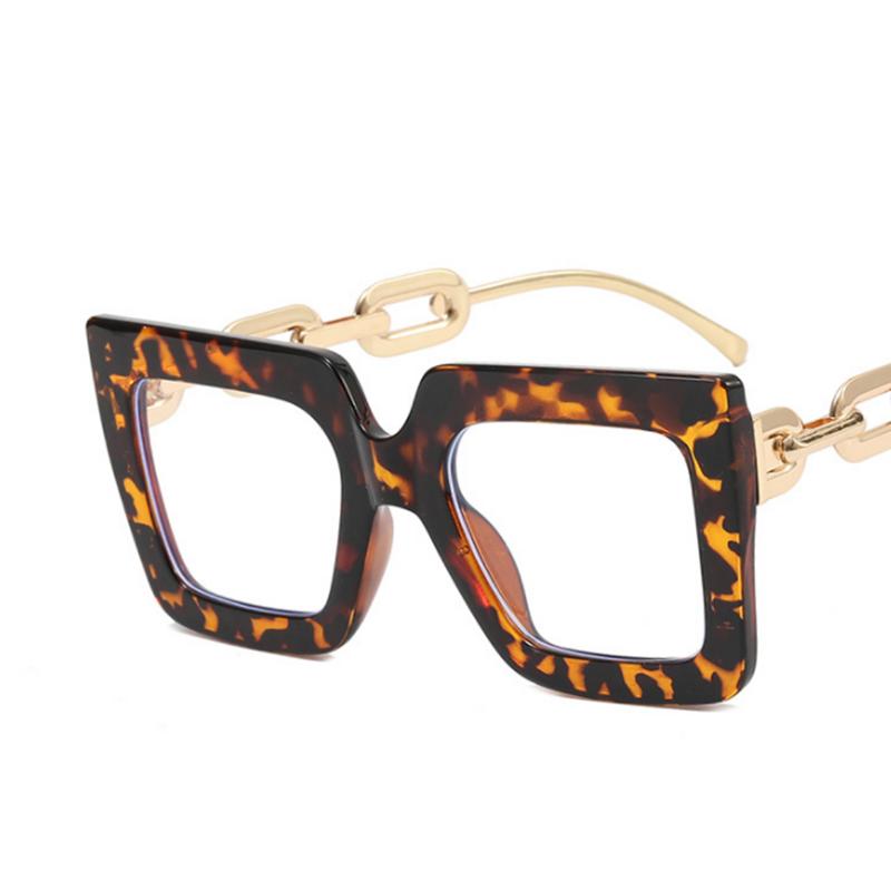 Big Square Chain Frame Clear Lens Glasses Myopia Nerd Spectacles Degree -0.5 -1.0 -2.0 To -6.0 Oversize Hyperopia +0.5 To +6.0
