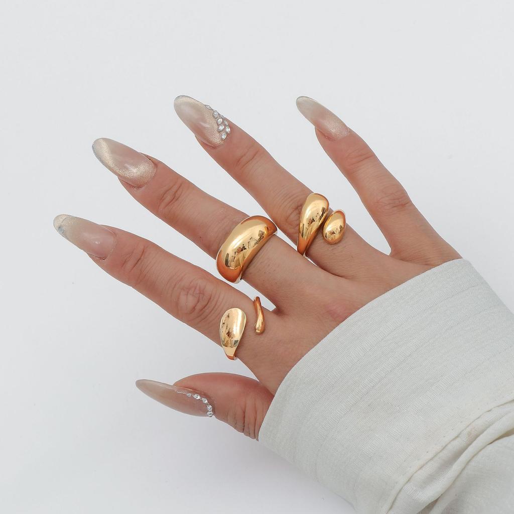 Premium Light Luxury Geometric Open Ring Set Women's Fashion Versatile Ring Personalized Stacking Combination