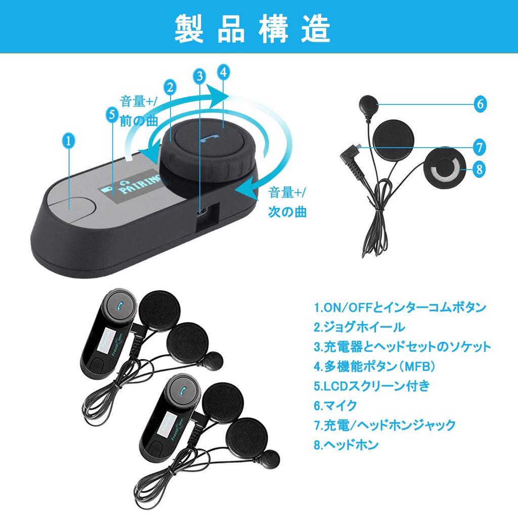 FreedConn TCOM-SC Motorcycle Helmet Bluetooth Headset, Waterproof, Intercom