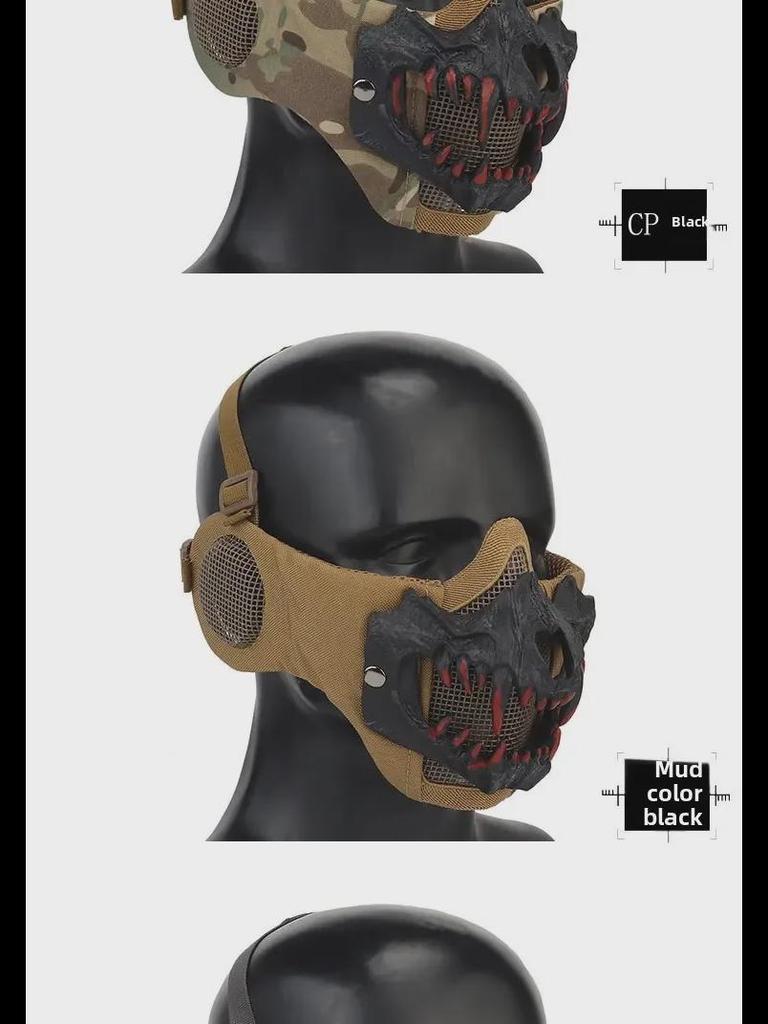 Fang Skull Mask with Ear Protection for Halloween and Outdoor Cycling