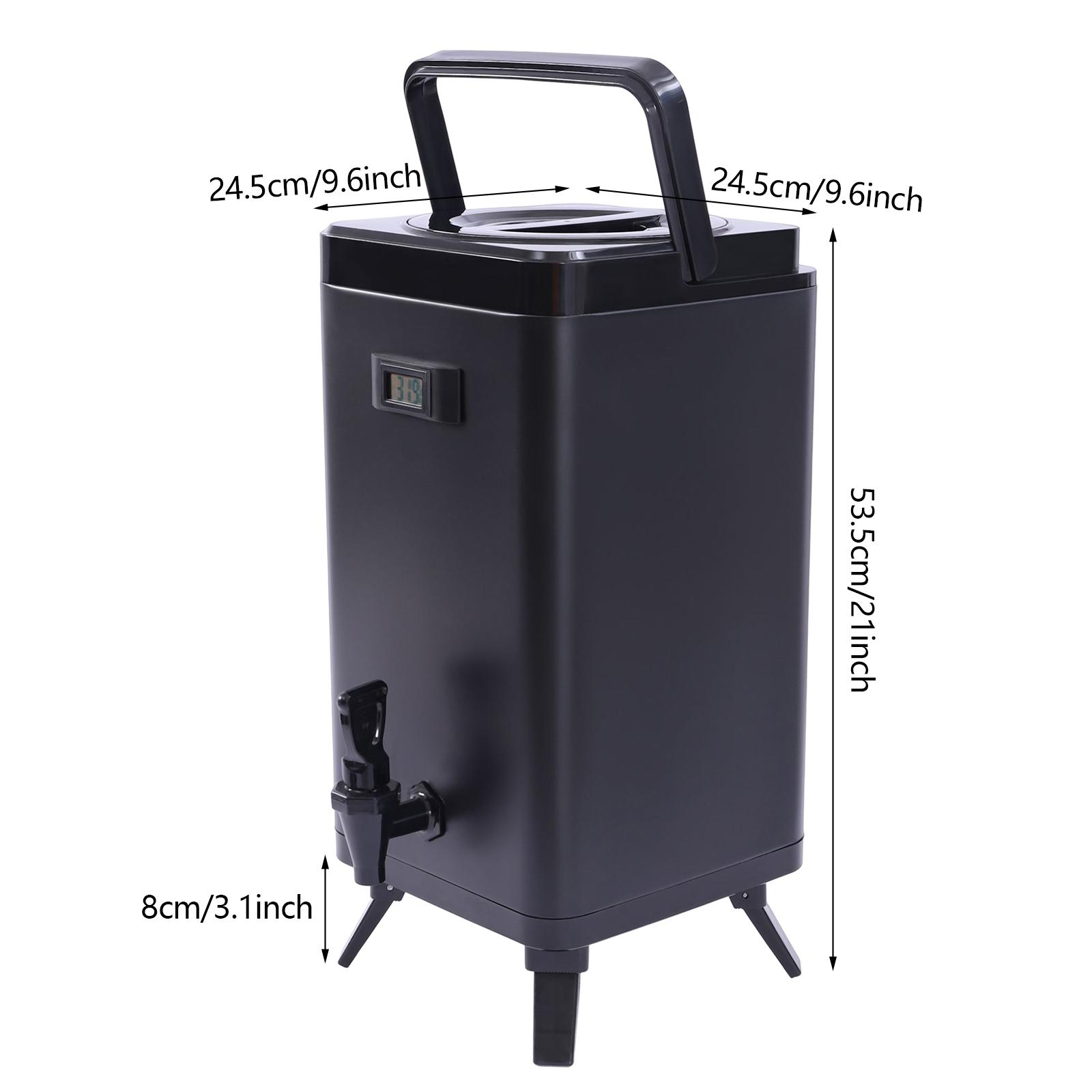 

Кувшин для питьевой воды объемом 12 л, изолированный дозатор для напитков, квадратный дисплей температуры, ведро для кофе, молока и чая чёрный