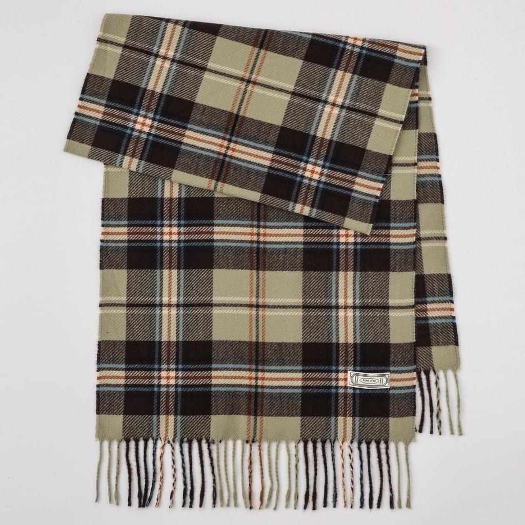 Winter new versatile plaid scarf women's color matching warm fringed scarf checkerboard high-end imitation cashmere scarf