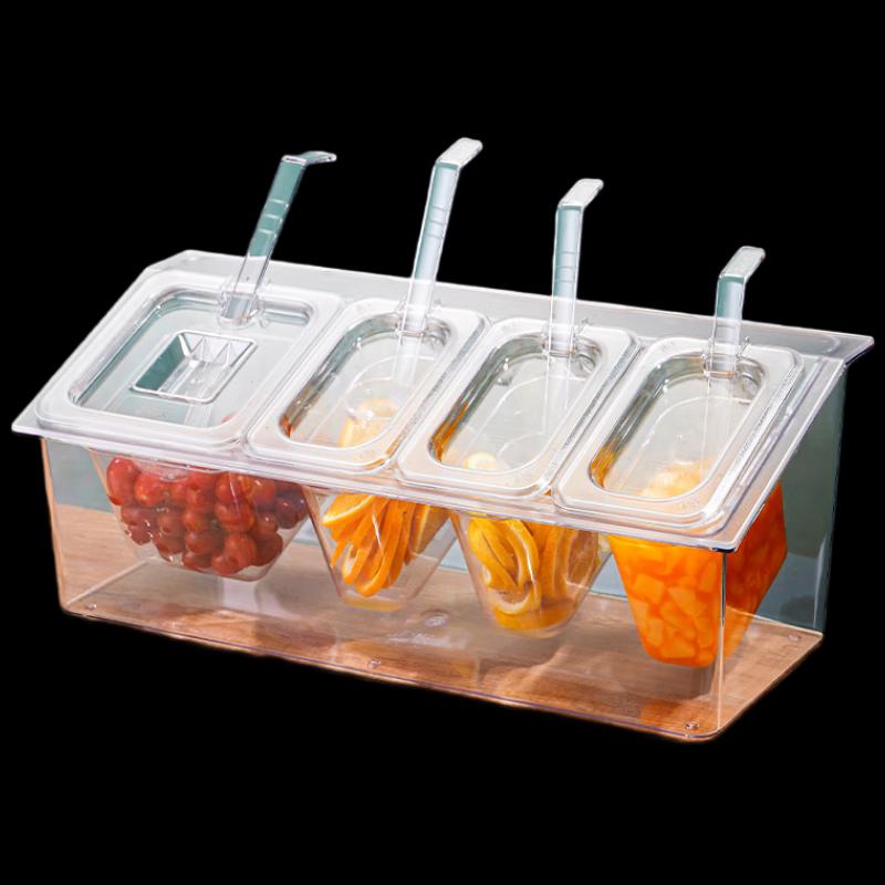 Large Open-Lid Plastic Condiment & Portion Container Set (4-Pack)