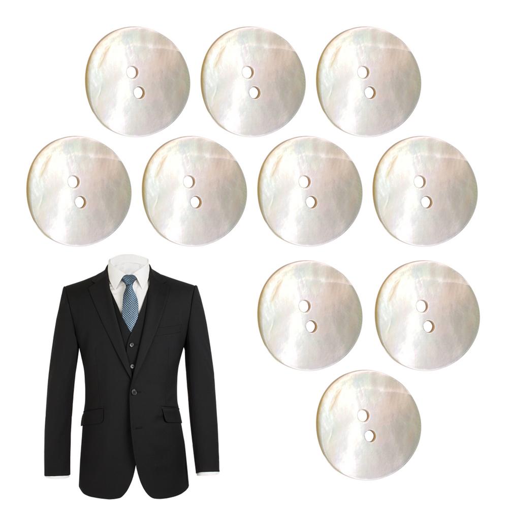 Shell Buttons For Crafts 10pcs Jacket Shell Buttons 2-Hole Design Round River Shell Cardigan Buttons Pearl Shell Sewing Buttons