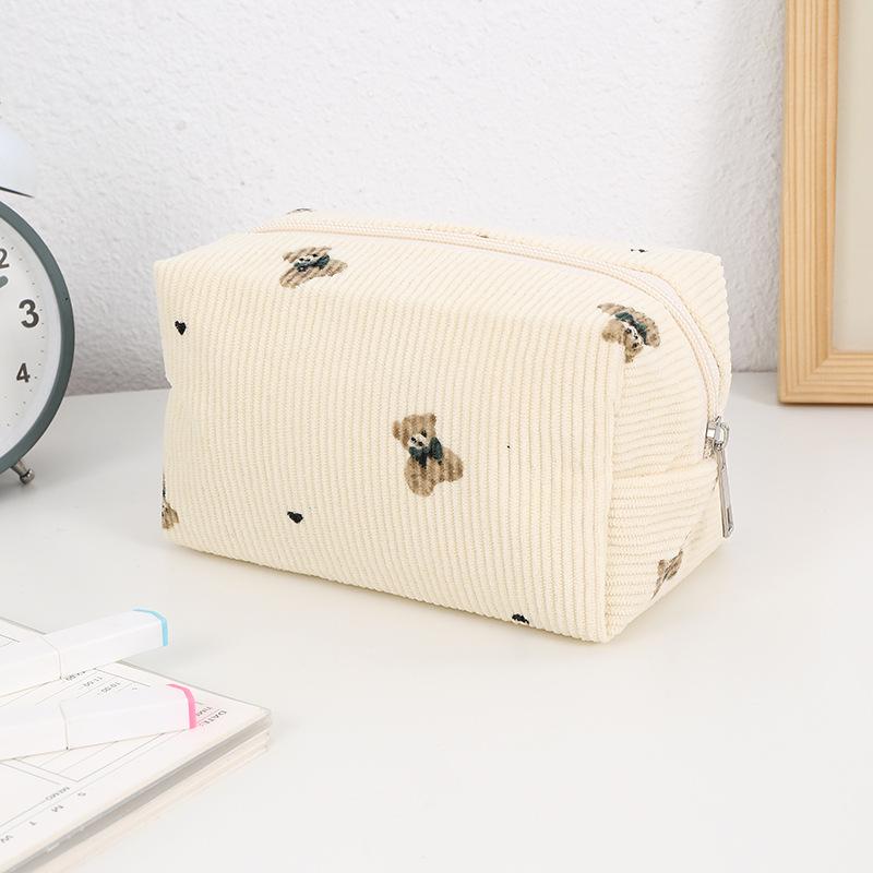 1pc Large Capacity Pencil Case Pencilcase Kawaii Stationery Corduroy Pencil Pouch School Supplies Back To School Pencil Case