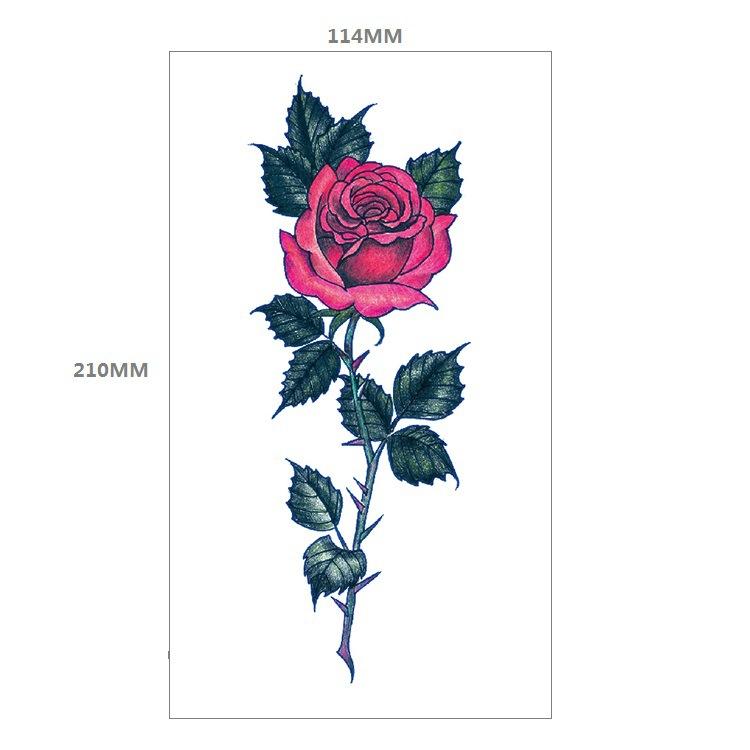 Red Rose Flower Arm Half Arm Tattoo Sticker Owl Hourglass Geometry Water Transfer Set Sticker
