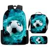 3Pcs/Set Cartoon Casual Fashion Soccer School Bags for Boy Girls Flat Surface Football Pattern Book Bags Sets Backpacks Children's Birthday Gift