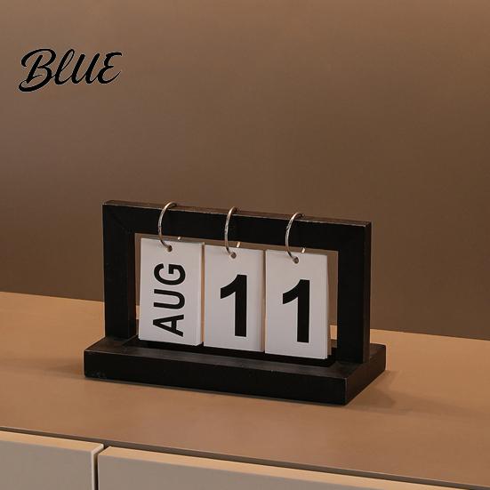 Desktop Calendar with Ornament Decor Metal Perpetual Solid Wood Iron Ring Rust-Resistant Wooden Rust-resistant