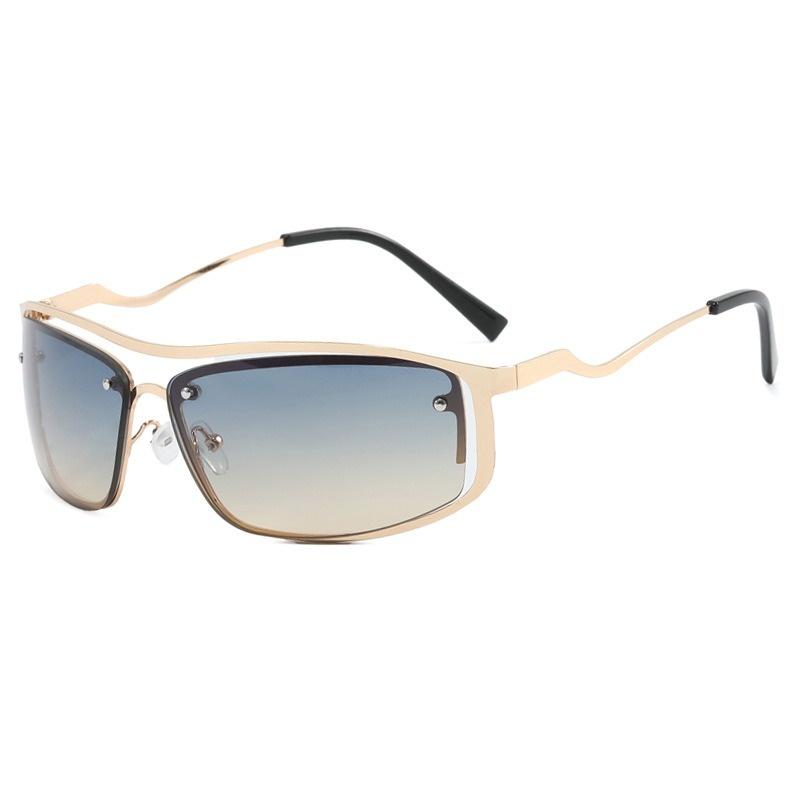 Metal Rivet Y2K Sunglasses Women Men Brand Designer Fashion Retro Punk Gradient Goggle Sun Glasses Mirror Shades for Female