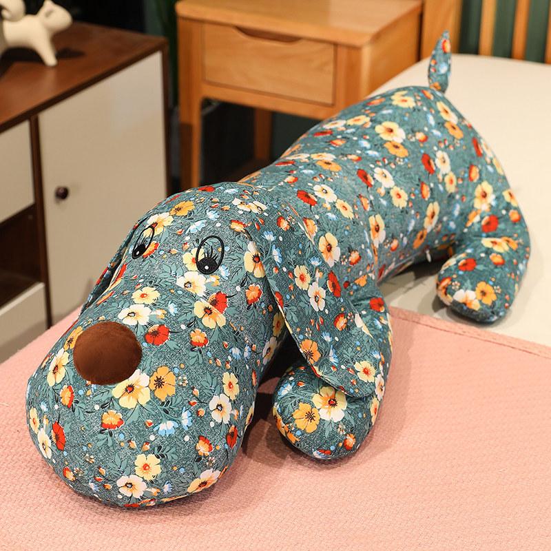 Cute Big Flower Dog Doll Plush Long Pillow Children Sleeping Doll Big Doll Birthday Gift