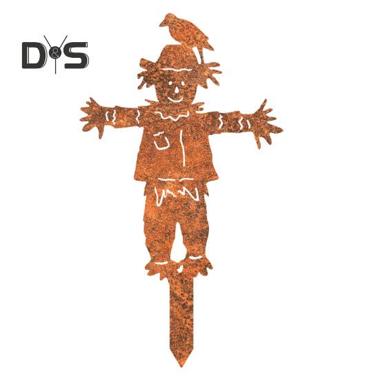 

Металлический кол для пугала, садовый кол, ржавый цвет, выветренный железный декоративный кол, ретро-стиль пугала, уличный декоративный кол для фермерского двора, газона коричневый