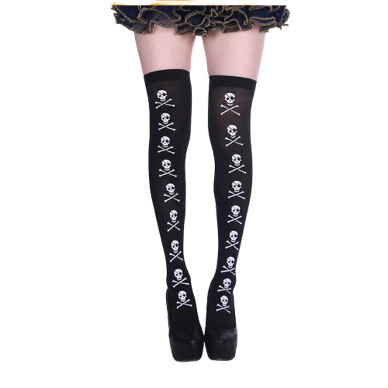 

Шелковые чулки-скелеты на Хэллоуин Женские черные гольфы до колена Реквизит для дома с привидениями Style C
