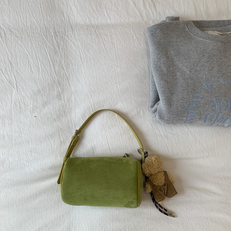 Retro Wildleder Einfache Achseltasche Knödel-Tasche Handheld Kleine Quadratische Tasche Pendeln Ein-Schulter Crossbody-Tasche