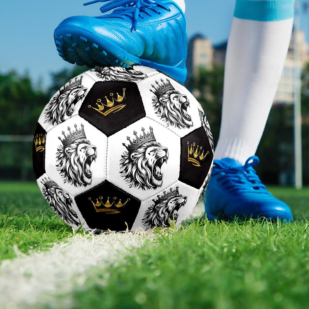 1PC Lion Majesty Golden Crown Soccer Ball Size 5 Football Machine Sewn Indoor/Outdoor Universal Football S29