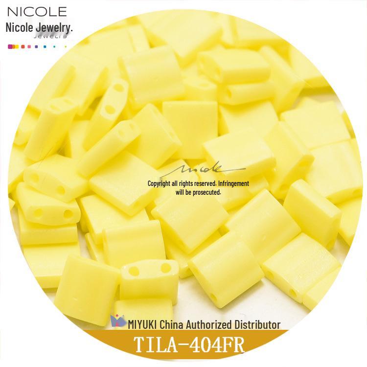 Frosted Iridescent MIYUKI Tila Square Double-Hole Beads, 10g