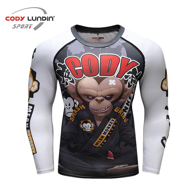 Men's Long Sleeve Elastic Compression Shirt - Anti-Abrasion Jiu-Jitsu Training Body Shaper