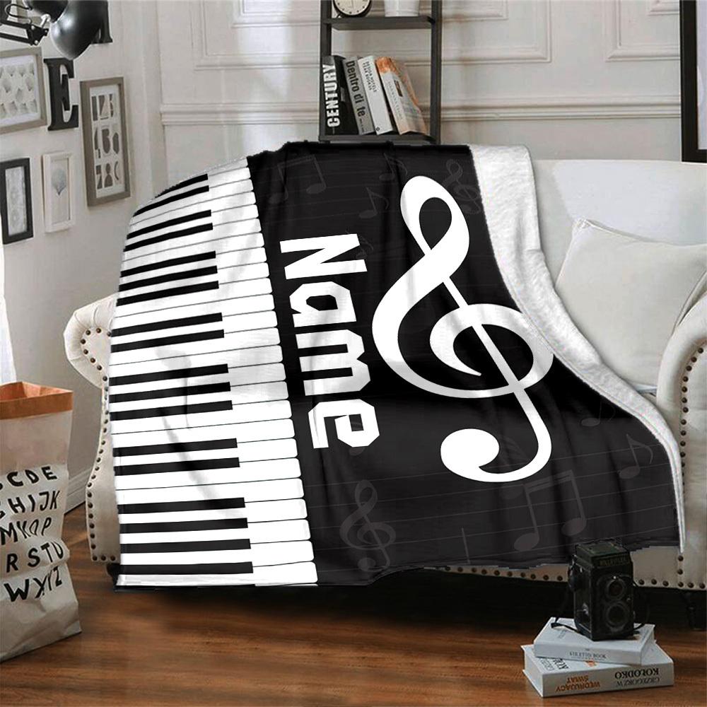 Musicthemed Piano Note Personalized Home Customize Your Name Blankets Soft Cozy Lightweight Allseason Multipurpose Blanket For Picnics Sofas Offices