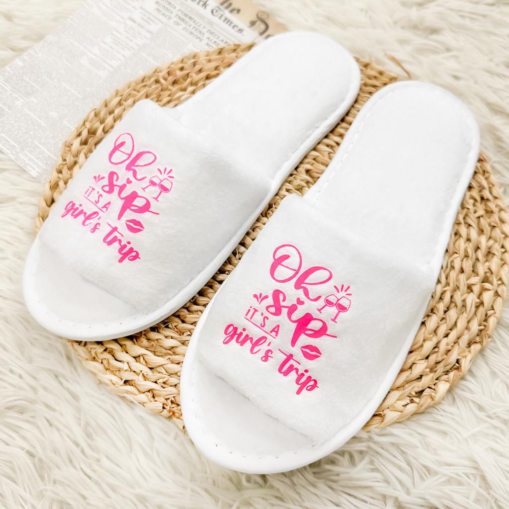 Fashion Sister Travel Disposable Slippers Girlfriends Group Slipper Theme Slippers Party Velvet Slippers Simple Logo Girls Trip