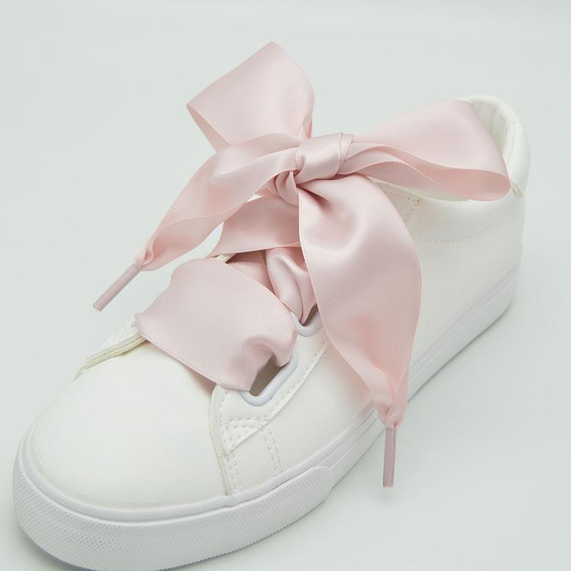 4 cm Verbreed Zijde Satijn Schoenveters Gladde Grote Strik Brede Veters Trend Schoonheid Wit Casual Sneakers Leren Schoenen Veters Dropship 100cm white