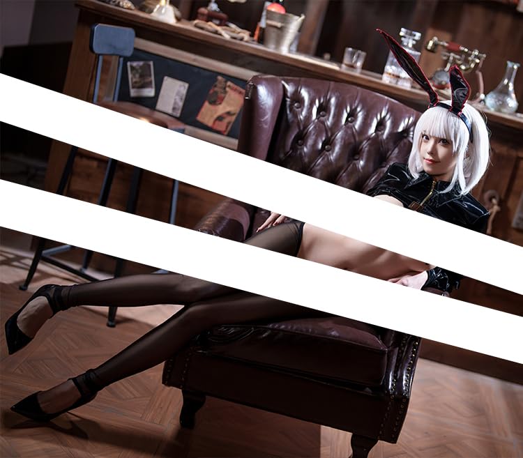 Litany Black Reverse Bunny Tokutaisha Bunny Girl Bunny Cosplay PU Leather Jacket, Suit, Costume, (M)