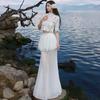 Thai Holiday Wear Black Flower Hollow Lace Short Top Streamer Fishtail Half-body Gauze Skirt Set