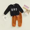 Baby Boy Clothes Outfits 6M 12M 18M 24M 3Y 2pcs Letter Print Crewneck Sweatshirt Pants Sweatsuit Little Boy Clothing