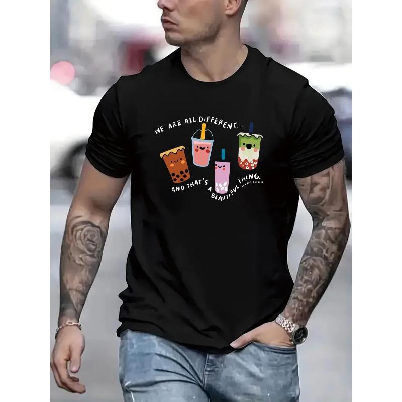 

Mens TShirt Comfortable Crew Neck Casual Cotton ShortSleeves Soft Breathable Top Tshirt Summer Spring Streetwear Cotton Fabric Trendy Letter Print 4XL чорний