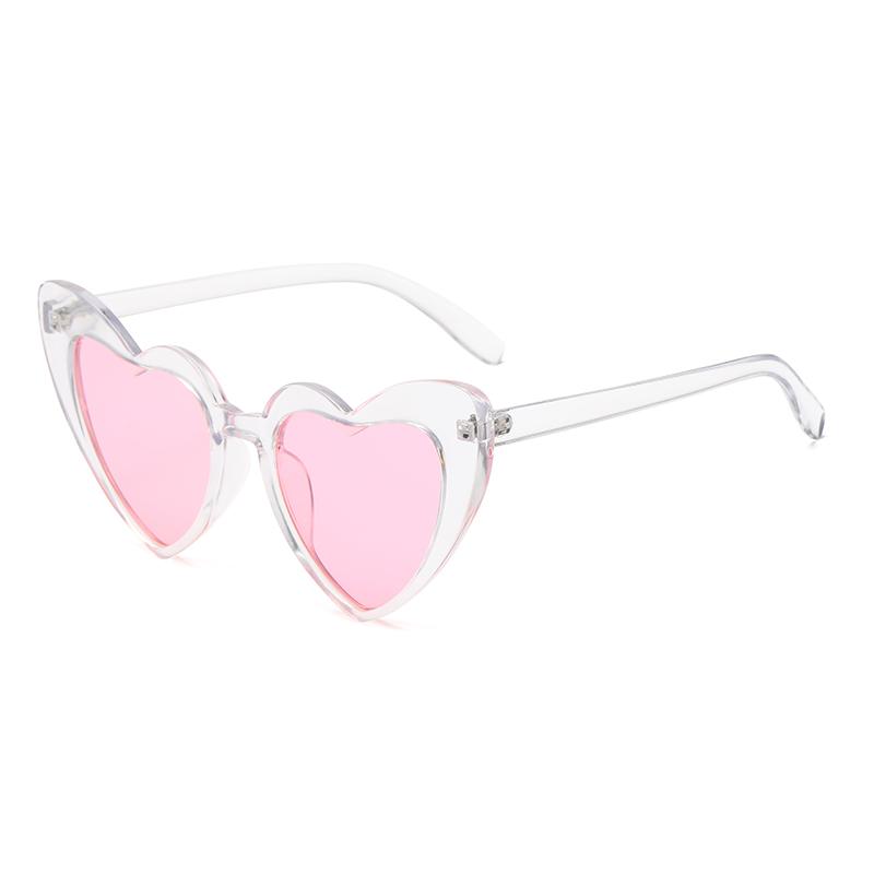 New Heart Shaped Candy Sunglasses Female Punk Cat Eyes Fashion Accessories Large Frame Sparkling Pink Crystal Eyeglasses