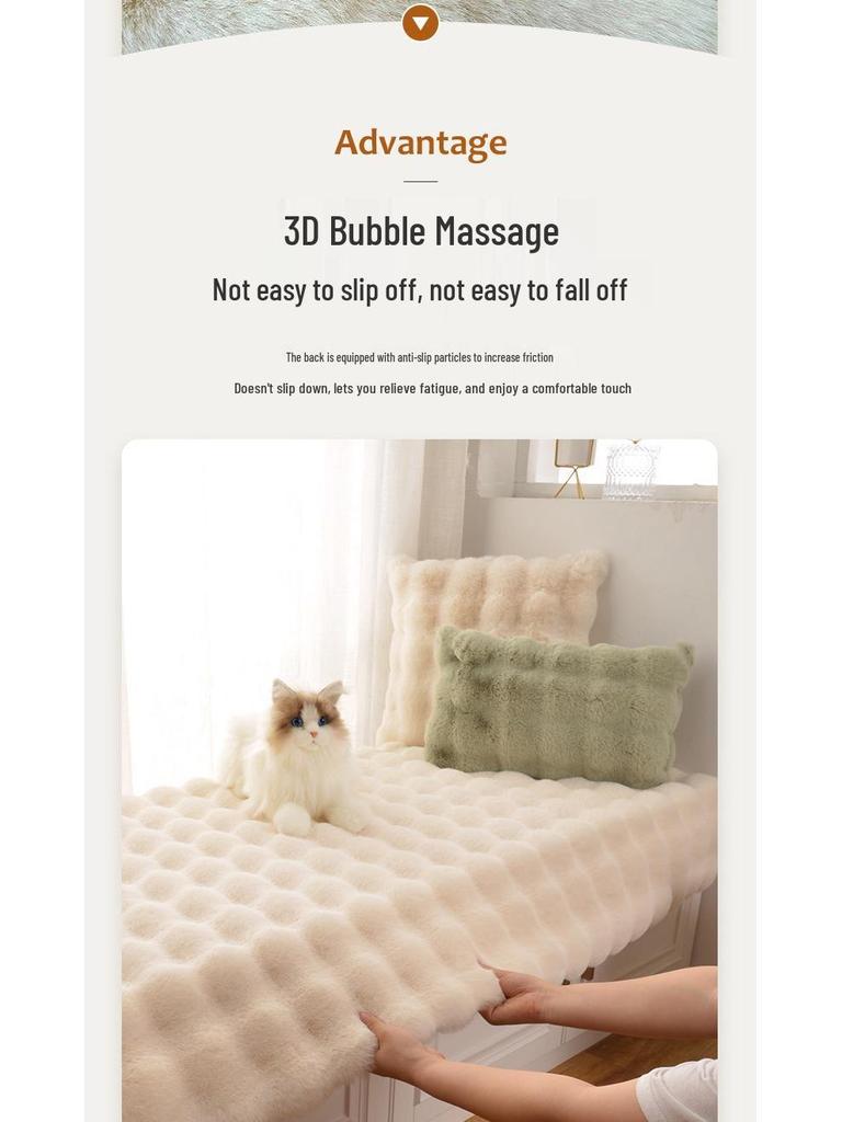 Cream Plush Bedroom and Balcony Rug - Velvet-Like Imitation Rabbit Fur.