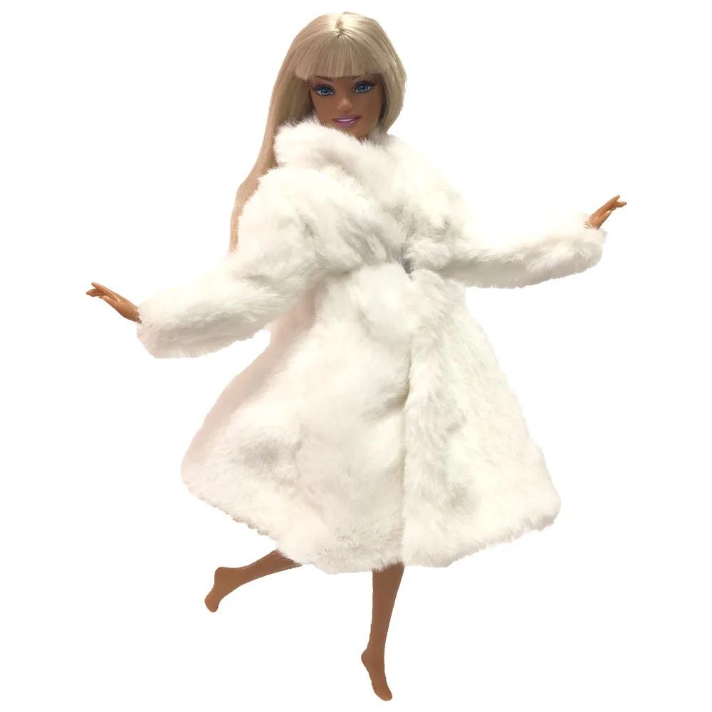 NK Multicolor 1 Pcs Long Sleeve Soft Fur Coat Tops Dress Winter Warm Wear Doll Clothes For 1/6 Doll Accessories Gift Toy JJ