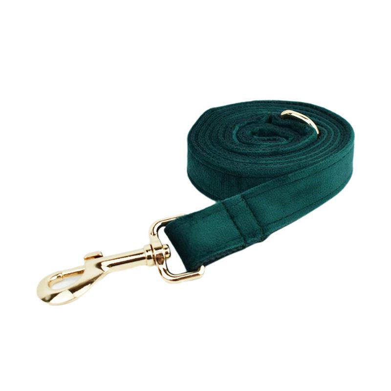 Green Velvet Christmas Pet Collar & Leash Set XS