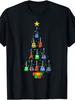 Men's Funny Guitar Christmas Tree T-Shirt - Retro Music Note Tee with Guitar Str