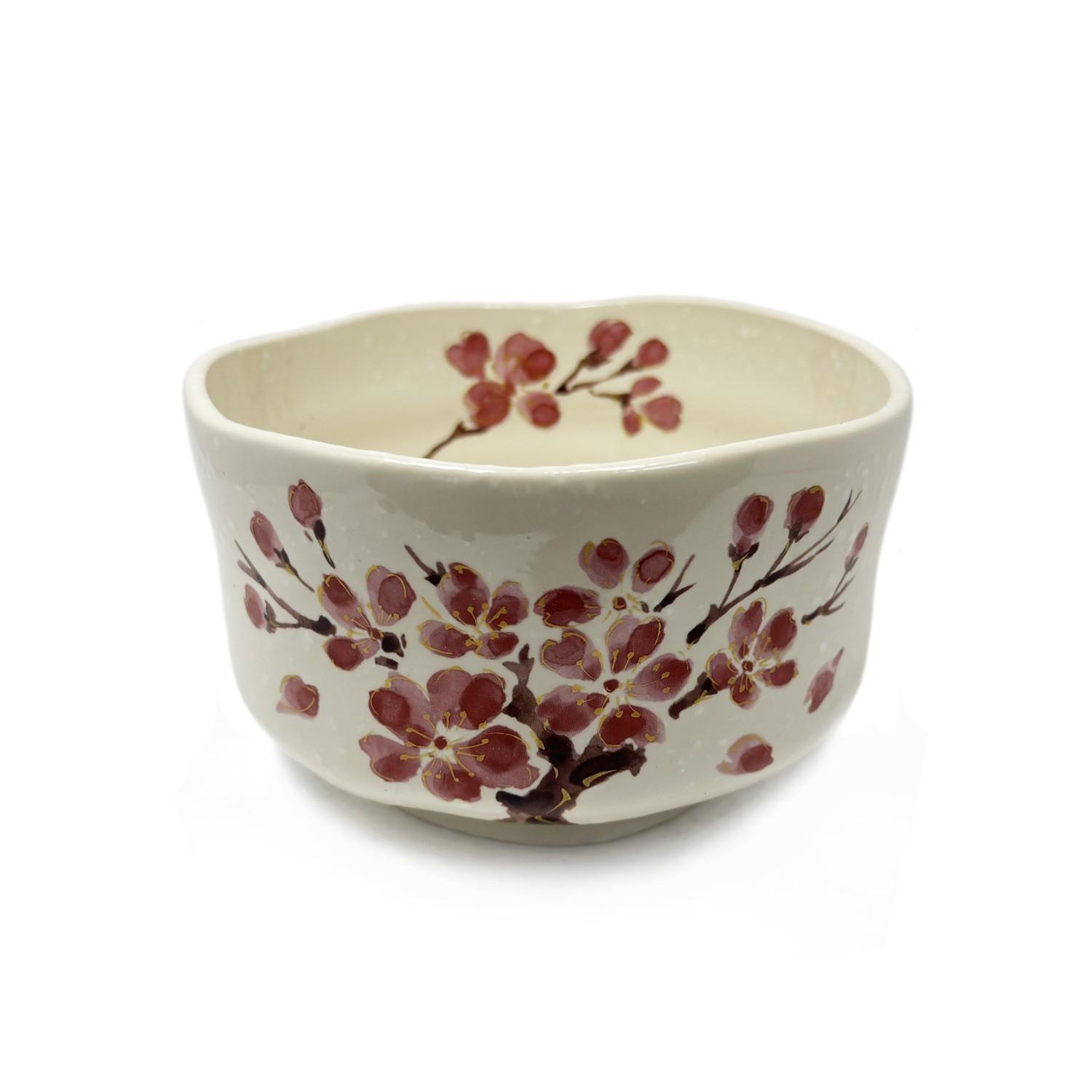 

Mino Ware Matcha Bowl Chawan Kinsai Sakura Made in Japan M білий