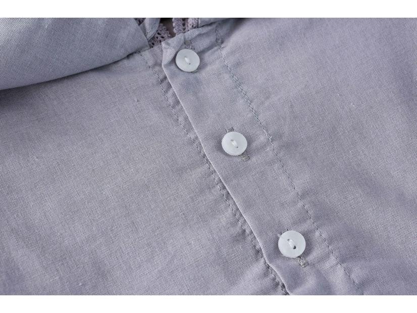 Girls' Spring Embroidered Lace Collar Long Sleeve Cotton Dress