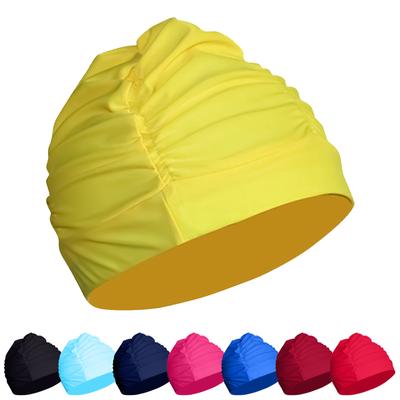 Mode femme plissé confortable grande taille Spa cheveux longs natation oreille bonnet de bain