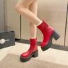 Botas De Mujer 2024 Winter Padded Cotton Boots Waterproof Platform Thick High Heel Back Zip Short Boots Versatile Shoes Women