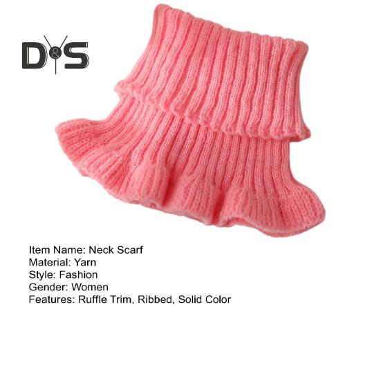 Dam Halsduk Enfärgad Skir Kant Falsk Krage Stickad Värme Stil Halsvärmare Mångsidig Klädesaccessoar