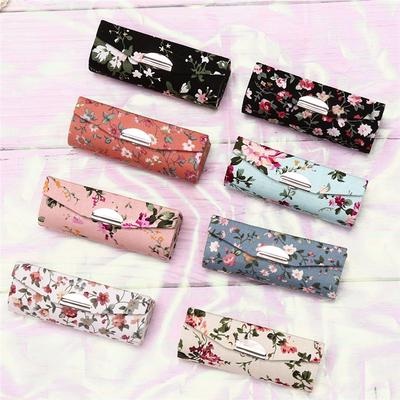 Lipstick Case Retro Embroidered Holder Flower Design with Mirror Packaging Box